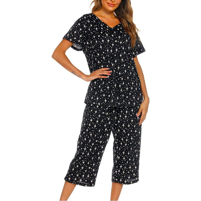 Sleepwear Tops With Capri Pants