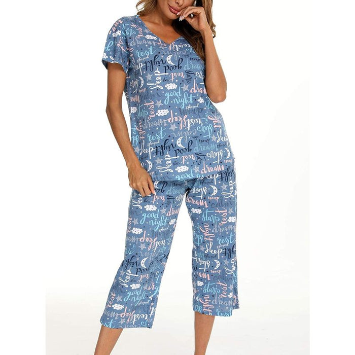 Sleepwear Tops With Capri Pants