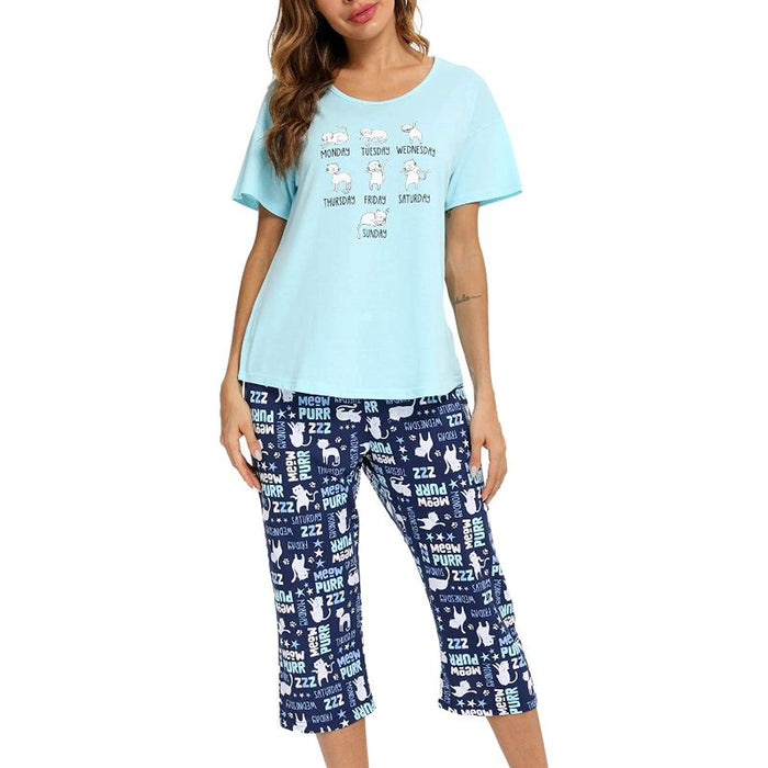 Sleepwear Tops With Capri Pants