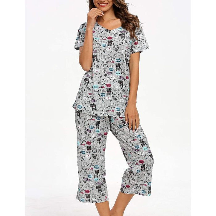 Sleepwear Tops With Capri Pants