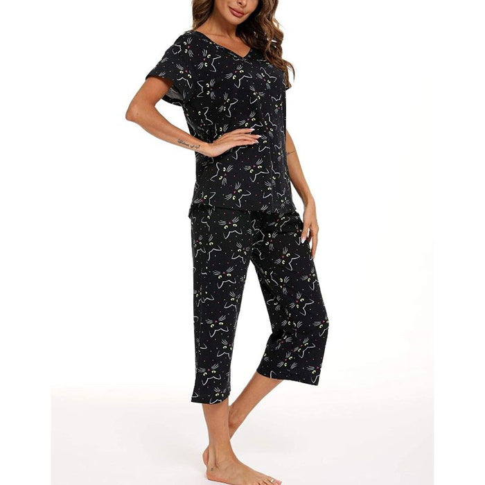 Sleepwear Tops With Capri Pants