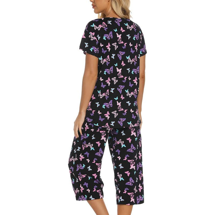 Sleepwear Tops With Capri Pants