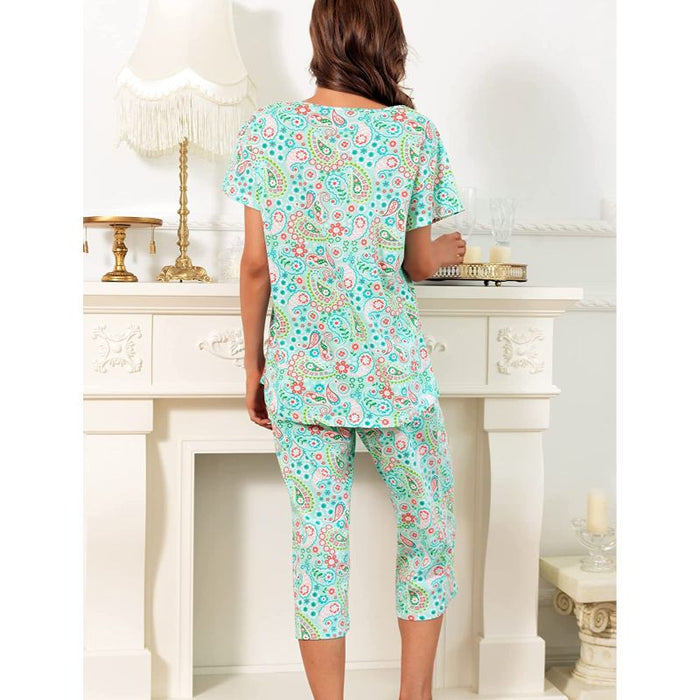 Sleepwear Tops With Capri Pants