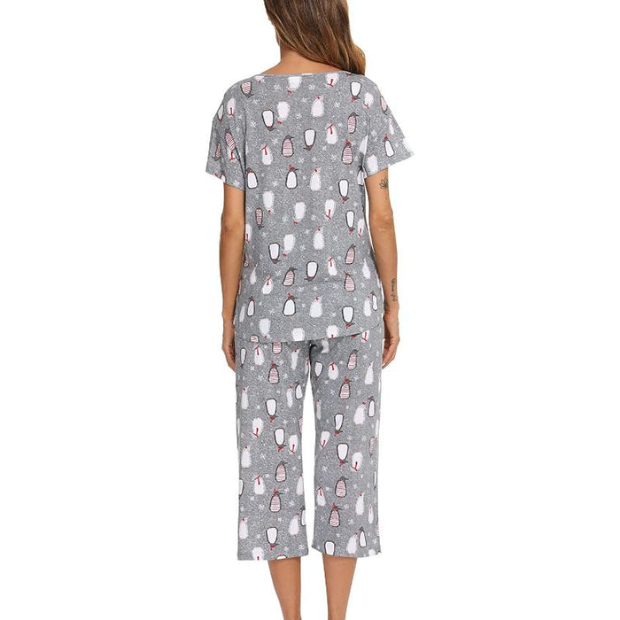 Sleepwear Tops With Capri Pants