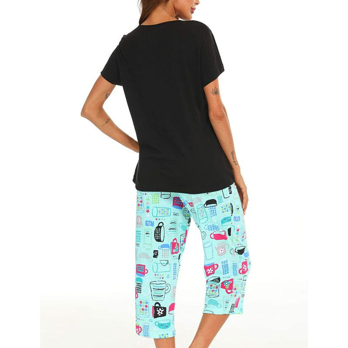 Sleepwear Tops With Capri Pants