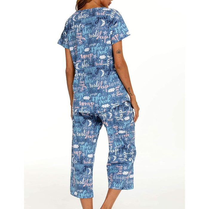 Sleepwear Tops With Capri Pants