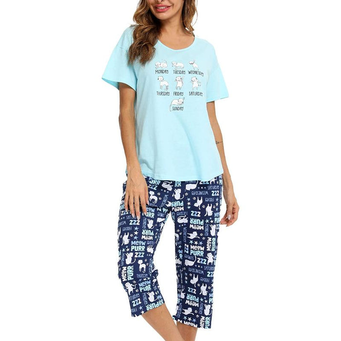 Sleepwear Tops With Capri Pants