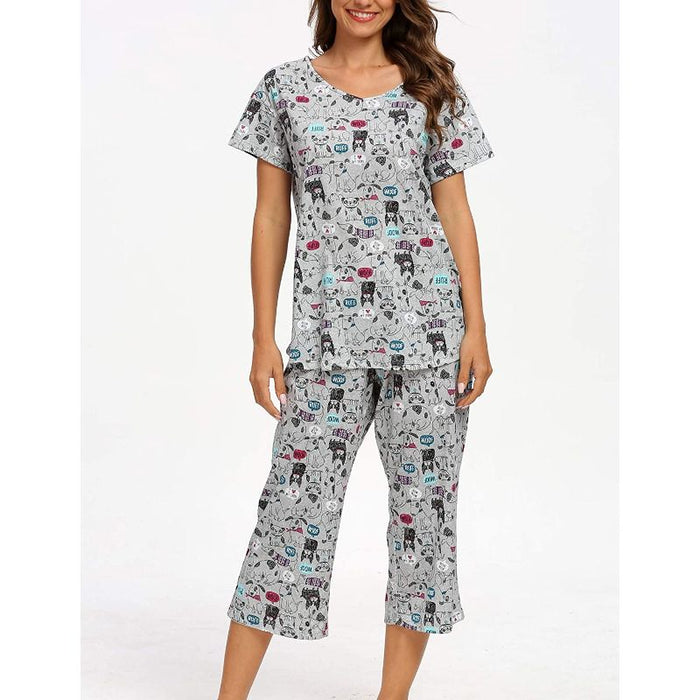 Sleepwear Tops With Capri Pants