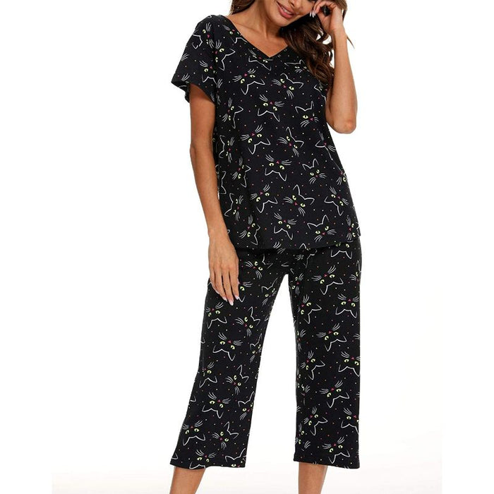 Sleepwear Tops With Capri Pants