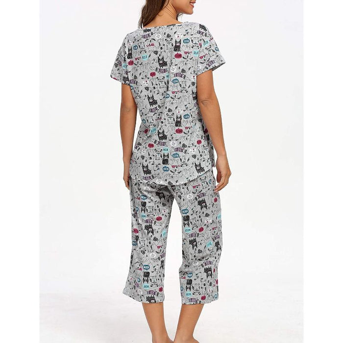 Sleepwear Tops With Capri Pants