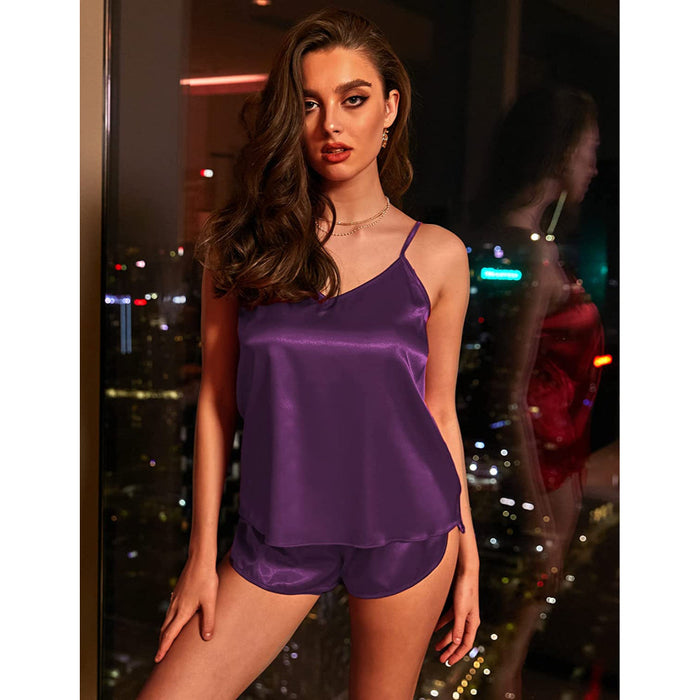 Women Lingerie Satin Pajamas Cami Nightwear