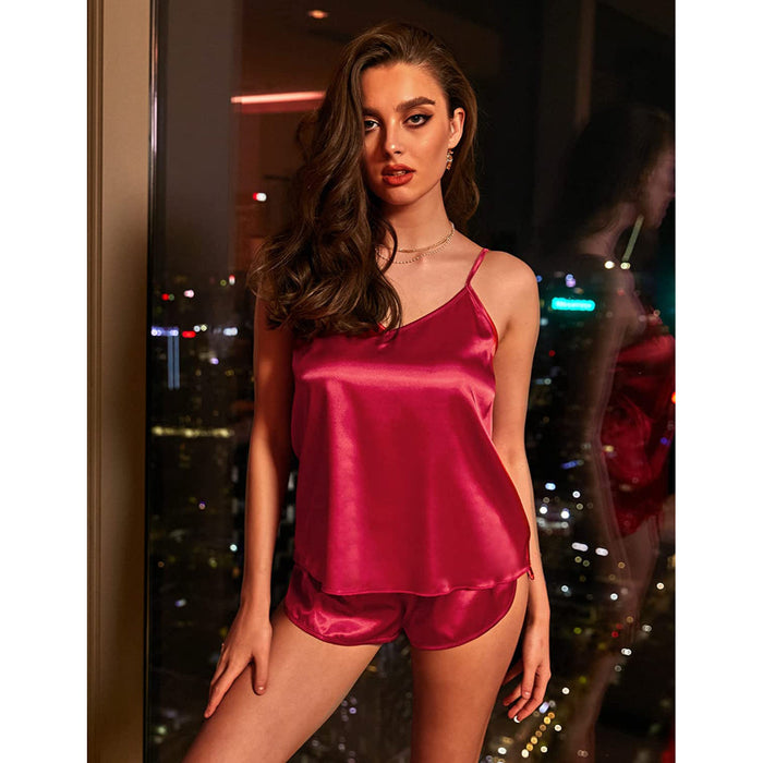 Women Lingerie Satin Pajamas Cami Nightwear