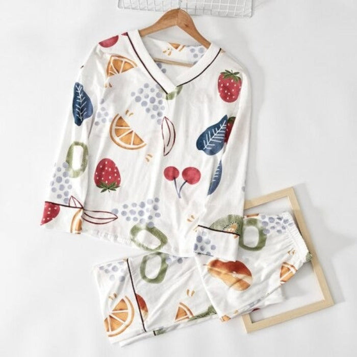 V-neck Printed Pajamas For Women