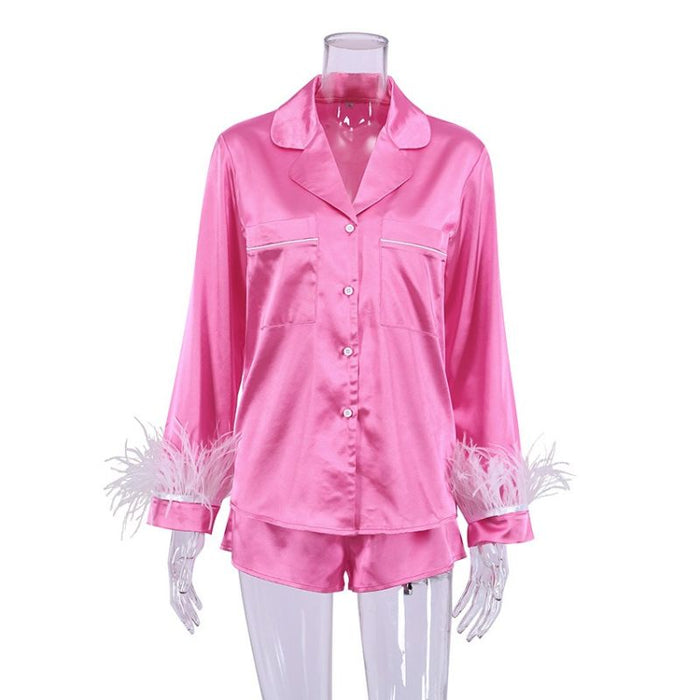 Long Sleeve Feather Bridal Sleepwear