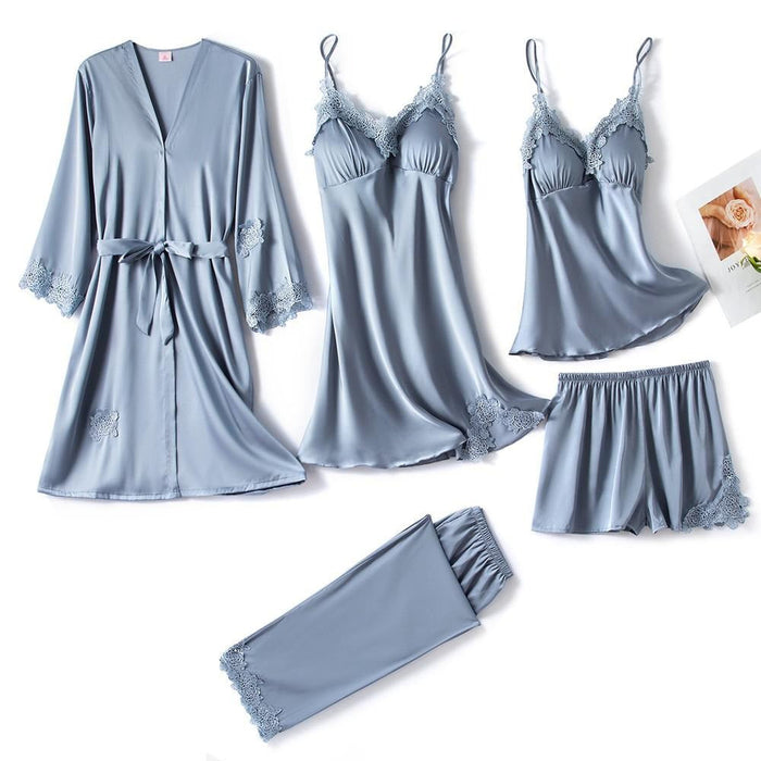 Women Gown Set V-Neck Nighties Wear