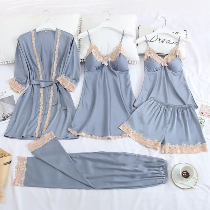 Women Gown Set V-Neck Nighties Wear