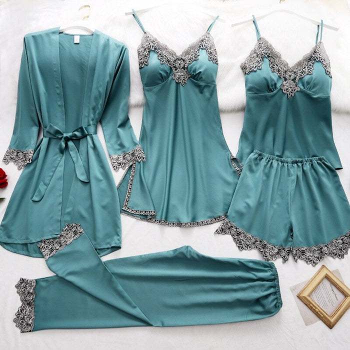 Women Gown Set V-Neck Nighties Wear