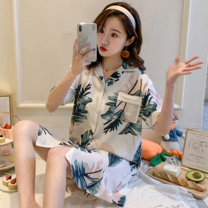 Summer Women Sleepwear Sleepshirt Printed Mini 1 Piece