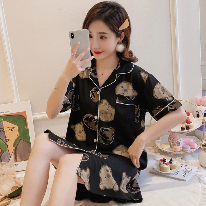 Summer Women Sleepwear Sleepshirt Printed Mini 1 Piece