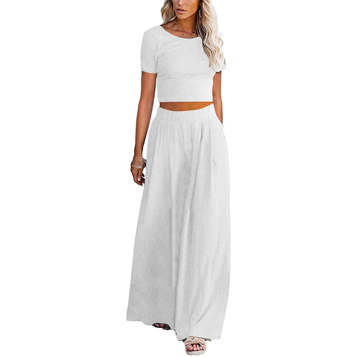 Women Set Crop Top Long Sleeve, Palazzo Pants