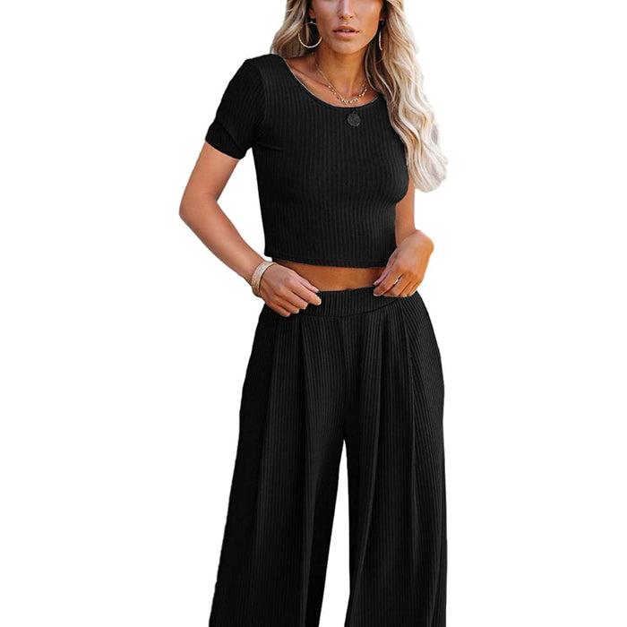 Women Set Crop Top Long Sleeve, Palazzo Pants