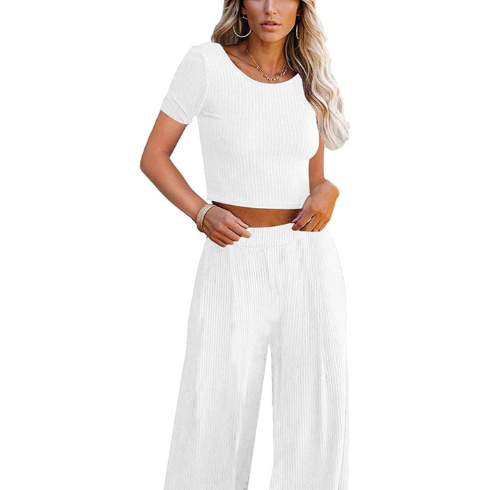 Women Set Crop Top Long Sleeve, Palazzo Pants