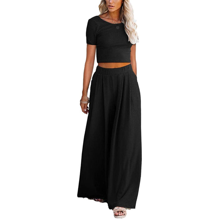 Women Set Crop Top Long Sleeve, Palazzo Pants