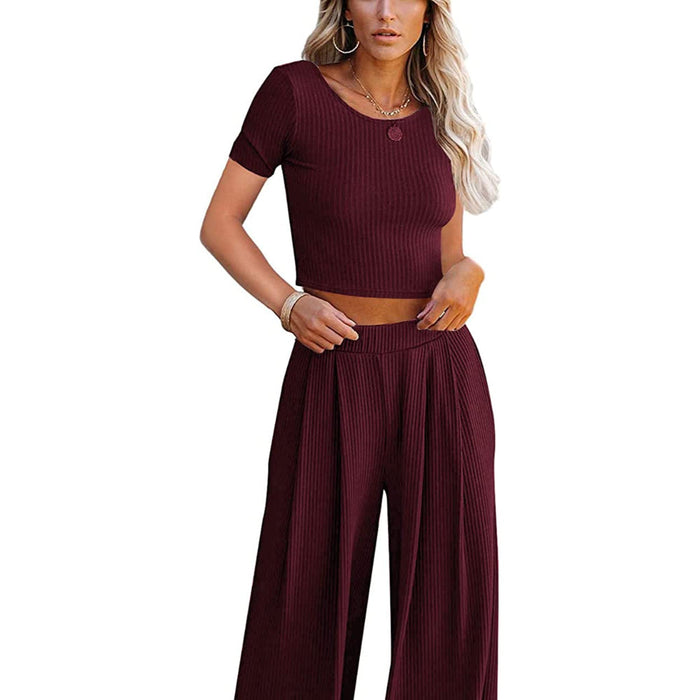 Women Set Crop Top Long Sleeve, Palazzo Pants