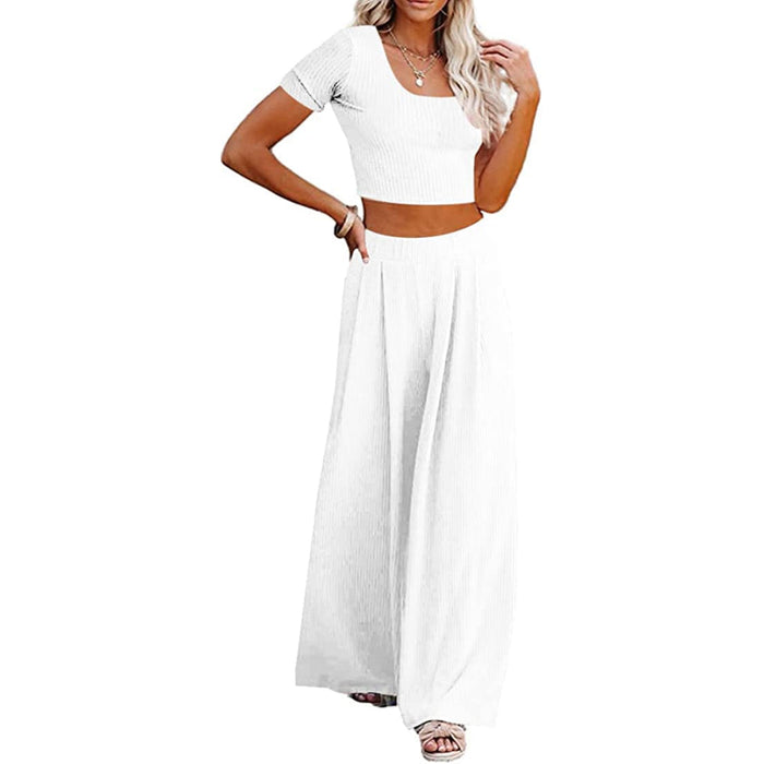 Women Set Crop Top Long Sleeve, Palazzo Pants