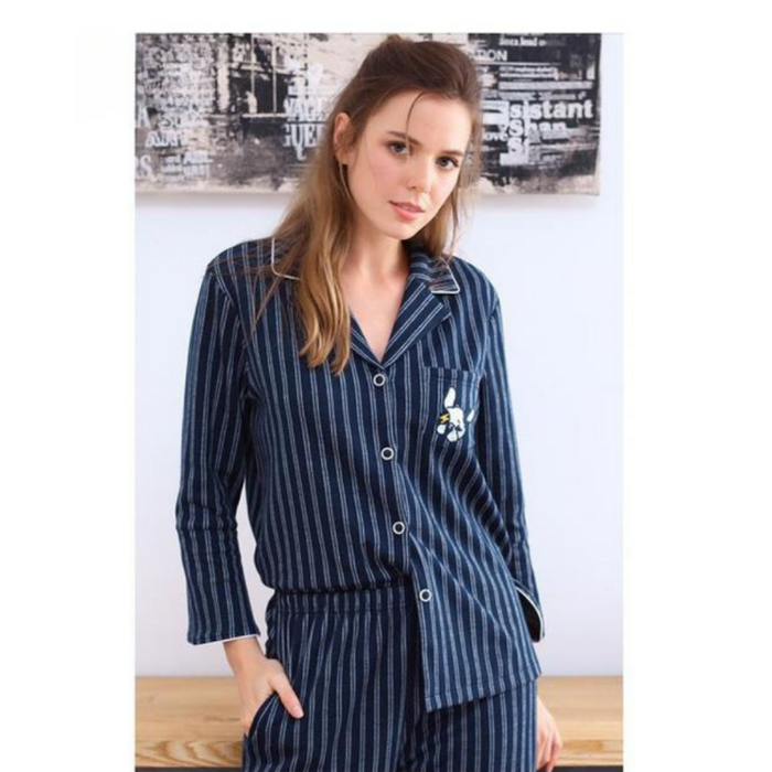 Winter Couple Pajamas Cotton Long-Sleeved Plaid Lapel