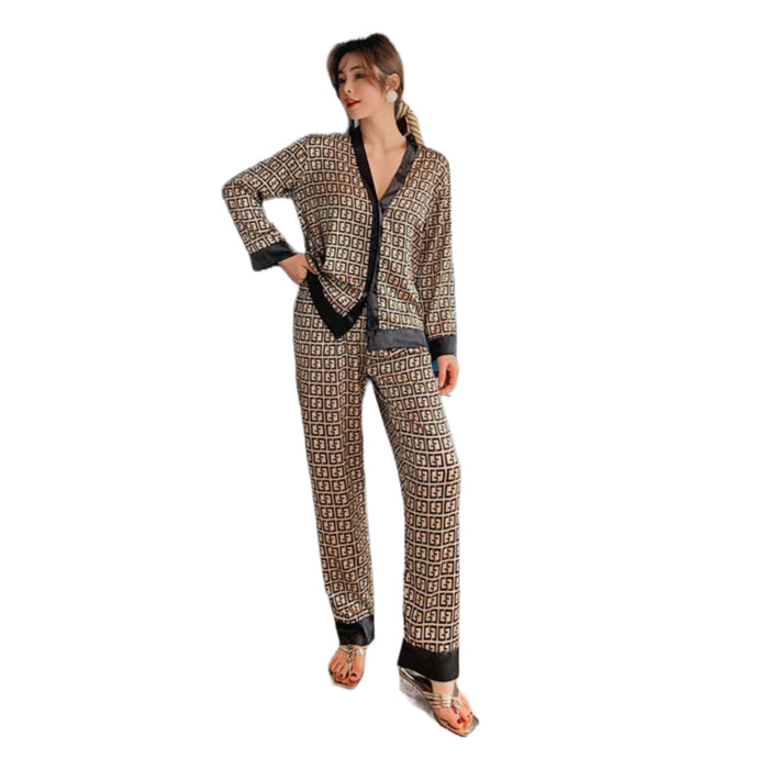 Women's Pajamas Set V Neck Design