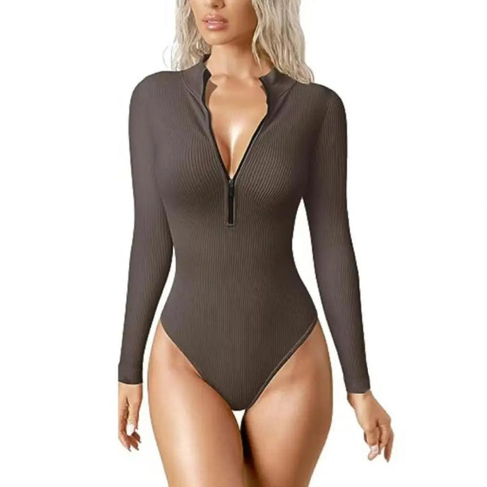 One Piece Snatched Zip Up Bodysuit