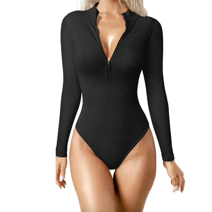 One Piece Snatched Zip Up Bodysuit