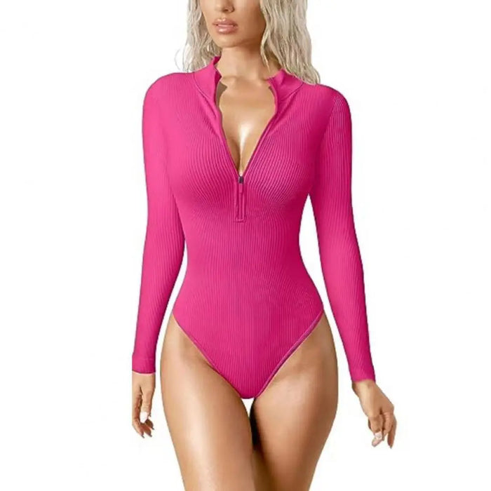 One Piece Snatched Zip Up Bodysuit