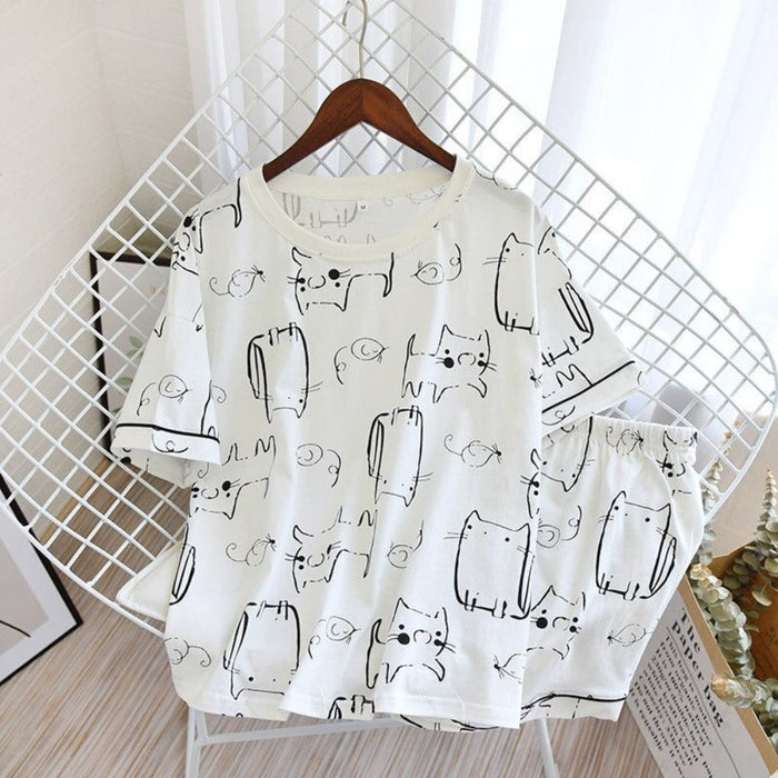 Cartoon Cat Sleepwear Set