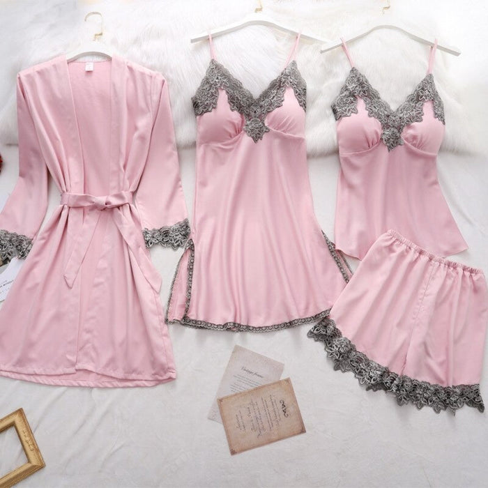 Women Gown Set V-Neck Nighties Wear