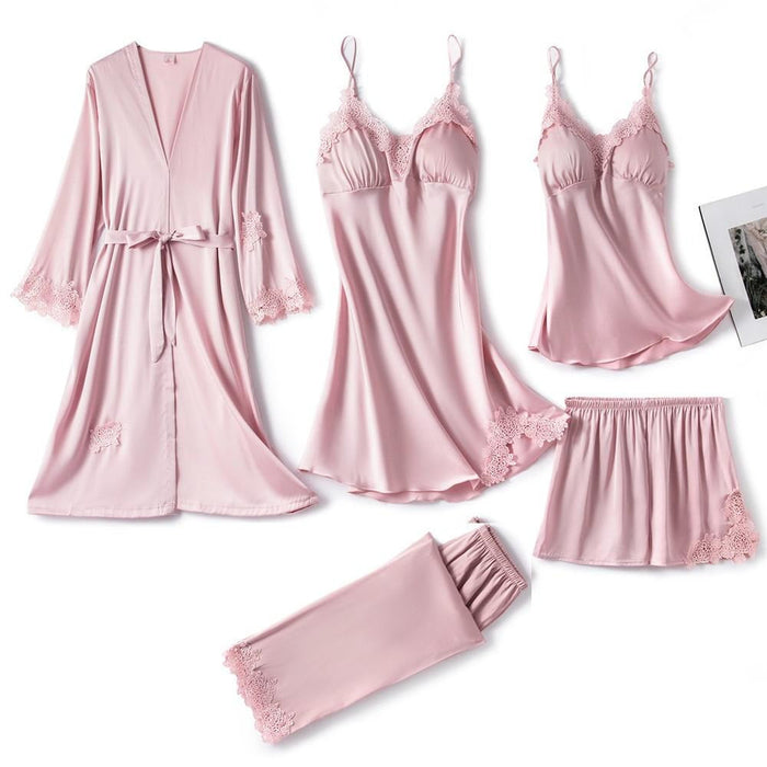 Women Gown Set V-Neck Nighties Wear