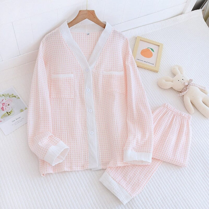 Pretty Lattice Button Pajamas For Women