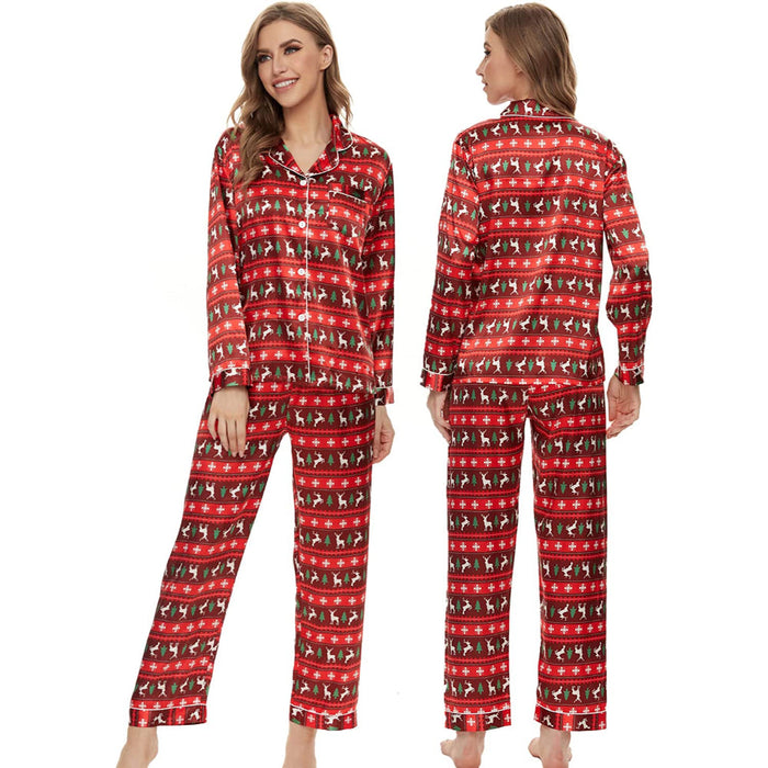 Women Pajama Two-piece Sleepwear Button-Down