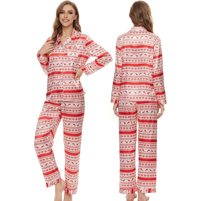 Women Pajama Two-piece Sleepwear Button-Down