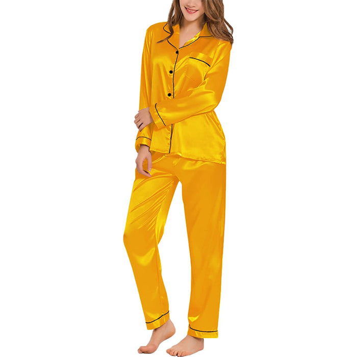 Women Pajama Two-piece Sleepwear Button-Down