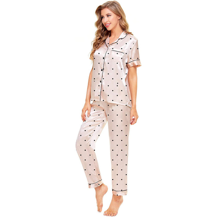 Women Pajama Two-piece Sleepwear Button-Down