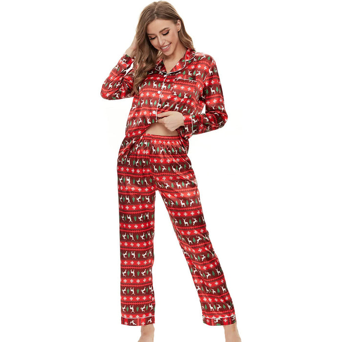 Women Pajama Two-piece Sleepwear Button-Down