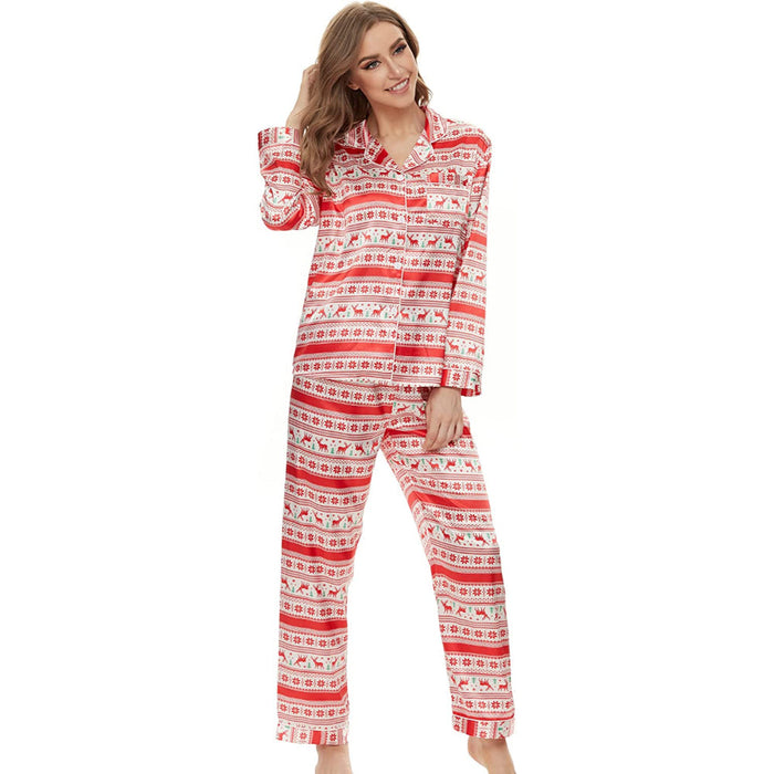 Women Pajama Two-piece Sleepwear Button-Down