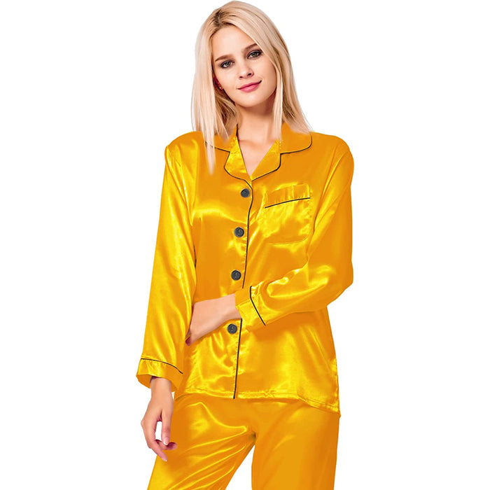 Women Pajama Two-piece Sleepwear Button-Down