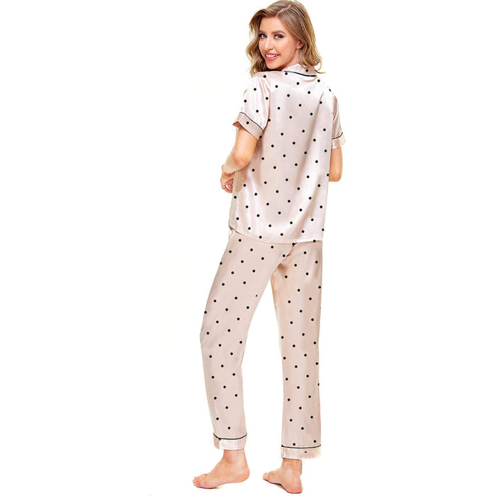 Women Pajama Two-piece Sleepwear Button-Down