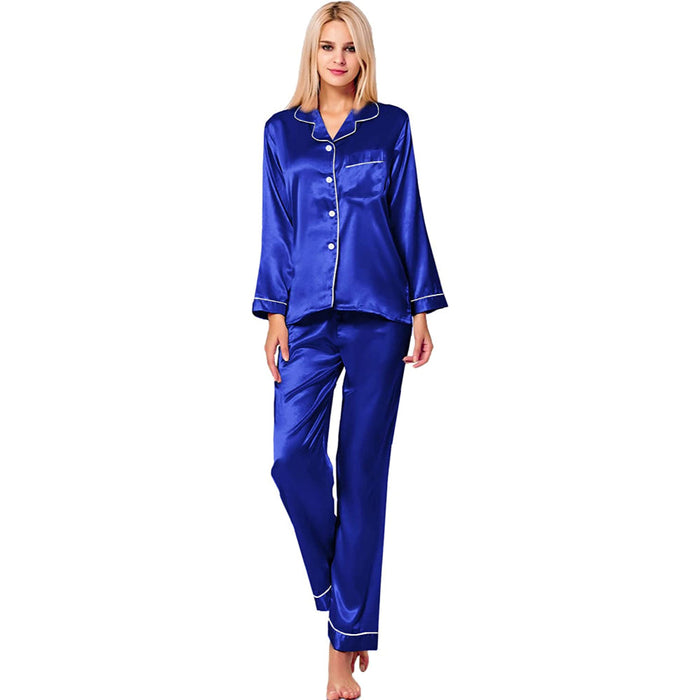 Women Pajama Two-piece Sleepwear Button-Down Set