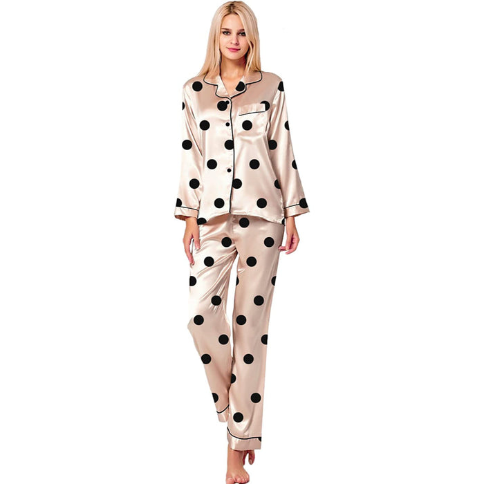 Women Pajama Two-piece Sleepwear Button-Down