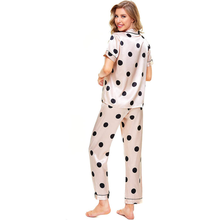 Women Pajama Two-piece Sleepwear Button-Down