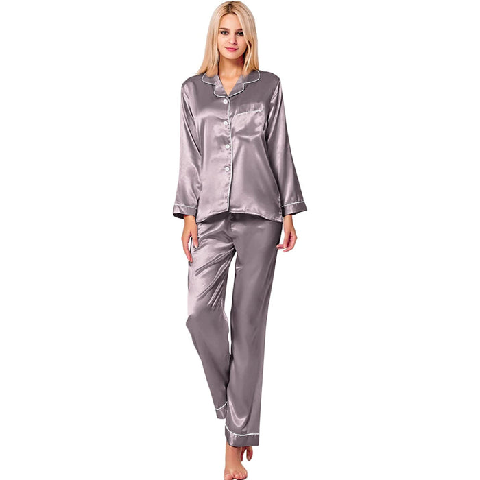 Women Pajama Two-piece Sleepwear Button-Down Set